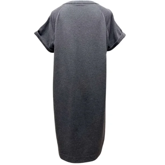 Brunello Cucinelli Monili Bead Cotton Stretch T-Shirt Dress Gray Made In Italy - Picture 4 of 13